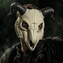 Avies kaukolės kaukė Helovinui su ragais Siaubo Cosplay beige