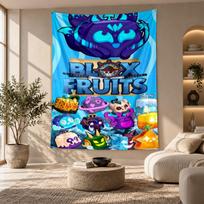 Decorative Tapestry,Blox Fruits Printed Wall Art, Lightweight Wall Hanging For Bedroom Background 100cmx150cm blue