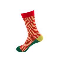 Moyu Men's and Women's Autumn/Winter Street Trend Mid-Calf Cotton Socks with Printed Logo One Size red