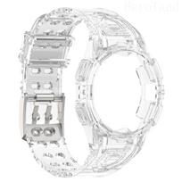 2in1 Dirželis Samsung Galaxy Watch FE 6 5 4 40MM Išmaniajai apyrankei 20mm Laikrodžio dirželis Silikoninė apyrankė Dirželis Skaidrus Dirželis&dėklas Galaxy FE 6 5 4 40MM skaidrios baltos spalvos