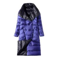 Dvipusis ilga pūkinė striukė pavasario rudens ruduo baltos spalvos ančių pūkelių šiltas parkas Juodas Auksas Pilka Šviesiai mėlyna Žalia Balta S-5XL XL blue