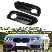 Pair Car Front Bumper Fog Light Grilles For BMW 1 Series F20 F21 Sport 2015-2018 51117371667 51117371668 Fog Lamp Grille Cover Glossy Black black