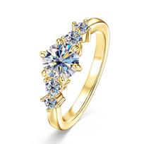 Anziw 1.0CT Moissanito laboratorinis deimantinis sužadėtuvių žiedas 14k paauksuotas keturių akmenų vestuvinė madinga juosta moterims prabangus papuošalas dovana US 10 beige