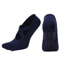 Silicone Grip Anti Slip Pilates Socks Cotton Material Non-Slip Yoga Sock  Sports Activities 2-Dark Blue black