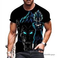 Summer Men's Gym Goku Tshirt Men Tops Dragon Ball Anime T-shirt Kakarot Vegeta Super Saiyan XXXL brown