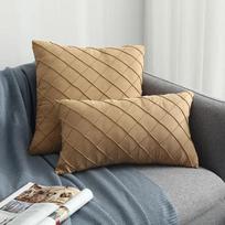 Nordic Suede Plaid Car Cushion Sofa Headrest Pillow Case Office Cushion Cover for Sofa Bedside Living Room Decorations Cojines 30x50CM-1PC beige