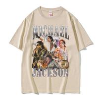 Classic Vintage Michael Jackson Graphic Tshirt Unisex Summer Clothing Fashion Retro Gothic Rock Tshirt Unisexs New Oversized T Shirt 4XL beige