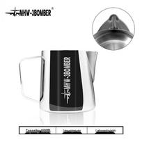 Bomber Latte Art Pitcher - Stainless Steel Milk Frothing Cup for Barista black
