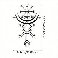 Viking Metal Wall Art Norse Rune Decor Medieval Nordic Mythology Iron Hanging Gothic Home Office Bedroom Living Room Bathroom Kitchen Sign TY6483 įvairiaspalvis