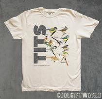 Tit Birds Vintage 90s T-Shirt, Funny Bird Watching Shirt, Vintage Nature Graphic Tee 4XL beige