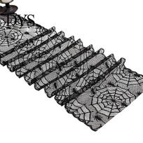 Spooky Party Supplies Cobweb Lace Table Runner, Black Spider Web Gothic Runner for Halloween Dining Table, Holiday Home Decor Reusable 100cm Cobweb