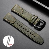 Retro Leather Watch Strap 20mm 22mm 18mm Cowhide Watchband Quick Release Universal Replacement Band for Seiko for Rolex Bracelet 22mm žalia