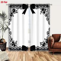 Digital Printed Curtains with Lace Bow Design, Stylish Window Drapes for Living Room Bedroom Home Decoration and Kitchen 75x166cmx2&Rod pocket &2 panels