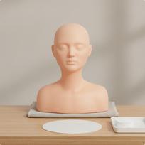 Mannequin Head with Shoulders Realistic Skin Texture Esthetics Practice Bust Soft Material Makeup beige