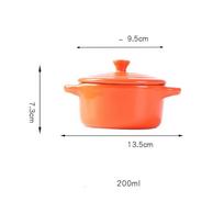 Hot Mini Ceramic Soup Stock Pot With Cover Kids Children Stew Egg Bowl Lid Saucepan Restaurant Home Kichen Used Cooking Pots 0.2L oranžinė