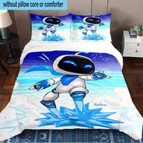 Space Adventure Astro Bot 3PCS Bedding Set 2D Printing (Includes 1 Duvet Cover + 2 Pillowcases Coreless), Bedroom decor,Fan gift 135cmx200cm