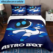 Space Adventure Astro Bot 3PCS Bedding Set 2D Printing (Includes 1 Duvet Cover + 2 Pillowcases Coreless), Bedroom decor,Fan gift 140cmx200cm
