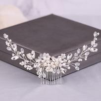 Color Crystal Pearls Wedding Hair Combs Miraculous Women Headbands Accessories Flower Bridal Headpiece Clip Bride Jewelry Gift balta