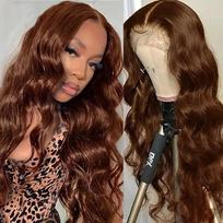 Lace Front Wig With Wavy Long Synthetic Hair Natural Look Heat Resistant Fiber Full Cap 18-40 Inch Lengths 28in brown