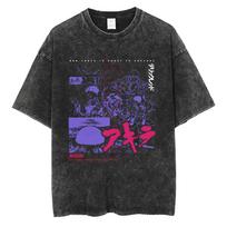 Washed Vintage Anime Akira Tetsuo Shima Shotaro Kaneda Merch T Shirt Men's Clothing Manga Retro Oversized T-shirts Streetwear 2XL gray