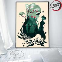 Anime Demon Slayer Plakatas Sienų Menas Drobės Tapyba Tanjirou Inosuke Zenitsu Spaudinys Paveikslas Namų Miegamojo Svetainės Dekoravimas Cuadros 21cm×30cm NoFrame black
