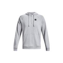 Under Armour Rival Solid Logo Patch Kangaroo Pocket Hoodie Long Sleeve Men Tops Grey 1373371-011 XXL white