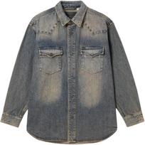 Levis Loose Comfortable Casual Frayed Collar Long Sleeve Denim Jacket Men jackets Dark-Blue 002XV-0001 L gray
