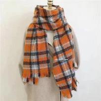 Retro Plaid Imitation Cashmere Scarf Shawl Dual Purpose Women's Winter Versatile Thickened Warm Long Style Versatile New Style 190*60cm brown