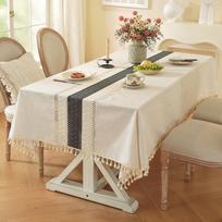 American Light Luxury Pastoral Tablecloth Solid Color Lace Splicing Coffee Table Tablecloth Retro Fringed Lace Cover 90*90cm beige
