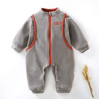 Unisex Long-Sleeve Footed Jumpsuit Winter Onesie with Zipper (ALO) 80 cm pilka spalva