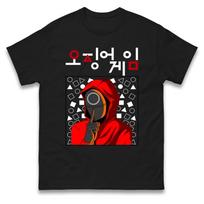 Squid Game Mask Guard Mens T Shirt Womens Tops Tees S black