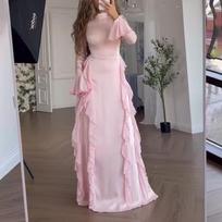 2024 Autumn Women's Lace Patchwork Dress - Round Neck, Flare Sleeves, Sexy, High Waist Temperament Style Extra Large gray