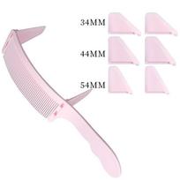 S-Shaped Men's Haircut Comb Set: Curved, Flat, Bent Combs & Caliper for Precision Hair Styling Boxed rožinė