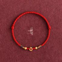 Shuibei 999 Gold Ping'an Buckle Luck Bead Red String Bracelet/Anklet for Adults & Children brown