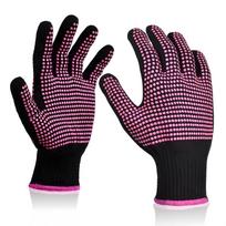 Heat Resistant Gloves with Silicone Bumps,Professional Heat Protection for Hair Styling,Curling Iron and Sublimation,Pink Edge,Universal Size,2 Pcs pink
