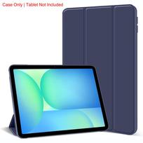 Skirta Samsung Galaxy Tab S10/S10 FE 11'' 10.9'' SM-X720 SM-X520 Trijų dalių atverčiamas dėklas su magnetiniu stoveliu PU odos apsauginis dangtelis Galaxy Tab S10 FE tamsiai mėlyna spalva