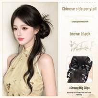 Ancient Chinese Style Women's Side Ponytail Hair Bun Clip beige