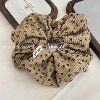 Retro Floral Corduroy Scrunchie for Autumn/Winter - Lazy Ponytail & Bun Hair Accessory