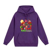 Kids' Plants vs. Zombies Cartoon Hoodie - Spring/Autumn Style 130 cm tamsiai violetine spalva