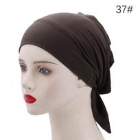 Satin Modal cotton primer, solid color elastic lace-up hat, headscarf adjustable spot gray