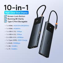Baseus EH3 12-in-1 USB C Hub HDMI DP 4K 60Hz Triple Display 3.2 for MacBook Laptop PD 100W Type C HUB with Stand Docking Station