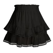 Women's Lace Ruffle Tiered Skort Elastic High Waist Solid Color Sweet Mini Cake Skirt Shorts Summer XL