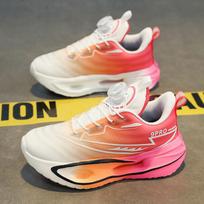 Lace-up-free rotating button youth sneakers breathable mesh shoes soft-soled men's and women's shoes lightweight non-slip running shoes 40