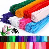 300Pcs 30cm Colors Chenille Stem Twisted Rod Iron Wire DIY Handcraft Wool Root Fluffy Bar Twisting Decor Pipe Cleaner Plush 30cm x 0.6cm blue