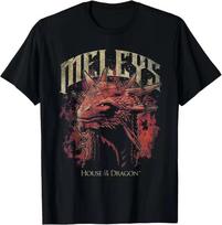 House of The Dragon Targaryen Meleys in Flames T shirt Graphic Short Sleeve Men's T shirts for Unisex Black Casual T shirt 130 brown