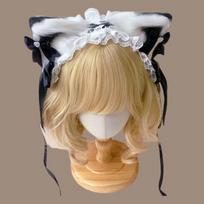 Ribbon Bow Lolita Lace Headband Jk Anime Maid Cosplay Headdress Sweet Ruffled Headband  Party white