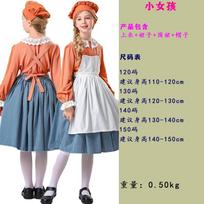Halloween Costume Girls Farmhouse Maid Dress With Apron Headscarf Vintage European Country Style Theater Outfit 150cm white