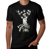 Christmas Bright Reindeer Tshirt Work Wear Breathable Tee 4XL black