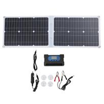 40W Portable Foldable Solar Panel with Controller 2 USB Ports Monocrystalline High Conversion black