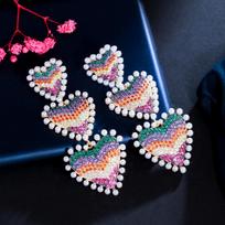 Rainbow Earrings High-End Micro-Inlaid Zircon Love Pearl Color Personalized Earrings blue